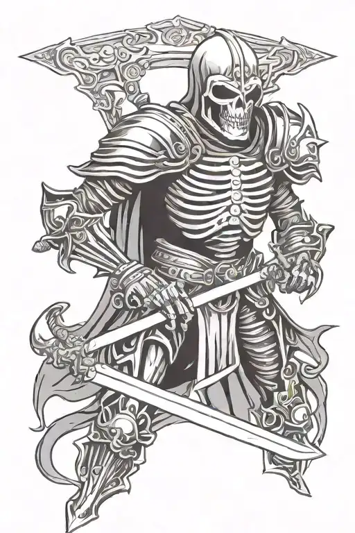 Skeleton Knight Holding A Sword