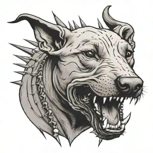 Punk Bull Terrier With Spikes Howls