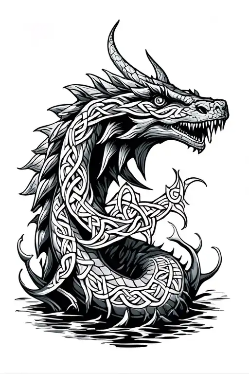 Celtic Pictish Patterns Intertwined With The Loch Ness Monster