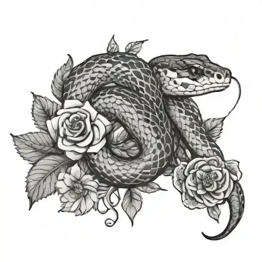 Snake And Flowers