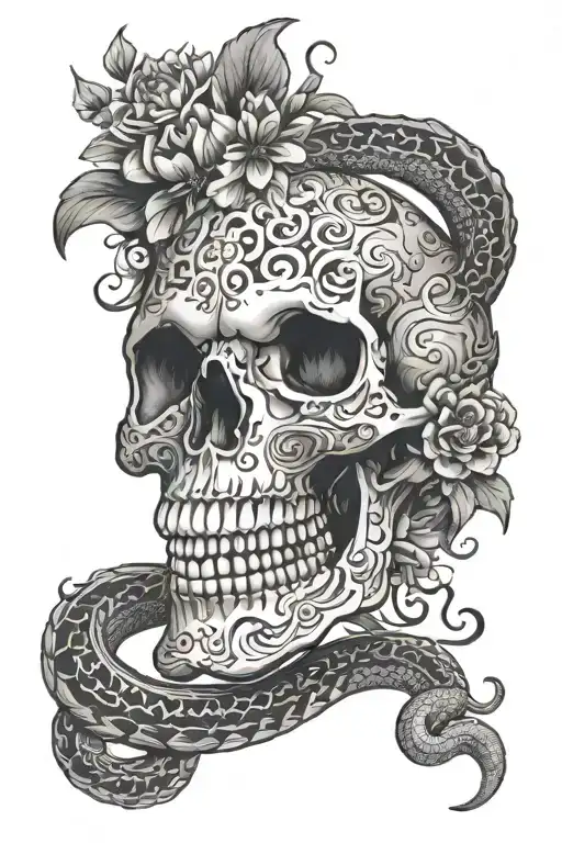 Skull Snake Chrysanthemum Filigree