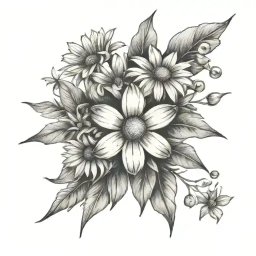 Daisy's And Star And Forget Me Nots