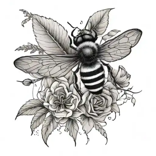 A Minimalist Design Of A Bee And A Dragonfly Flying Together In A Nature-inspired Scene