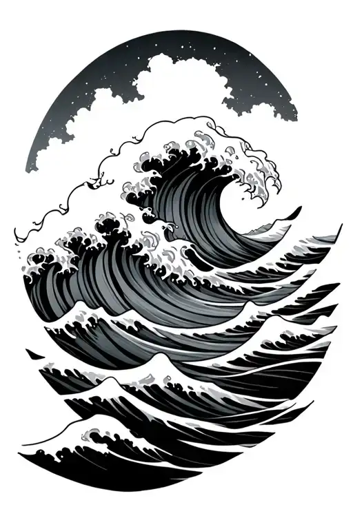 Deep Ocean Waves Crashing