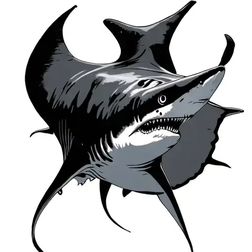 Sting Ray And Shark Swimming