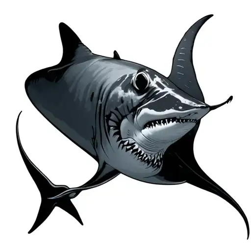 Sting Ray And Shark Swimming