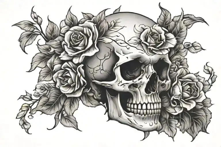 Skull And Flowers