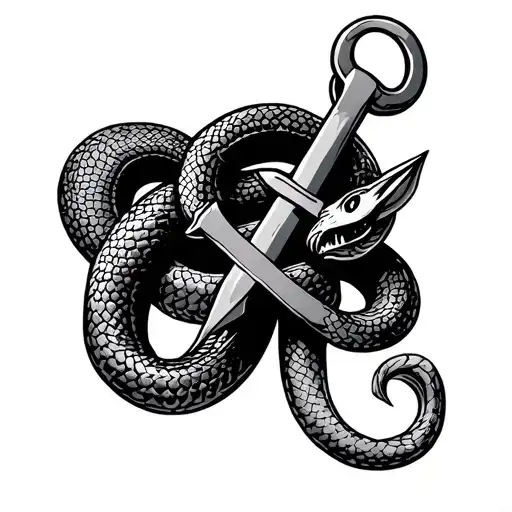 Navy Anchor With Copperhead Snake