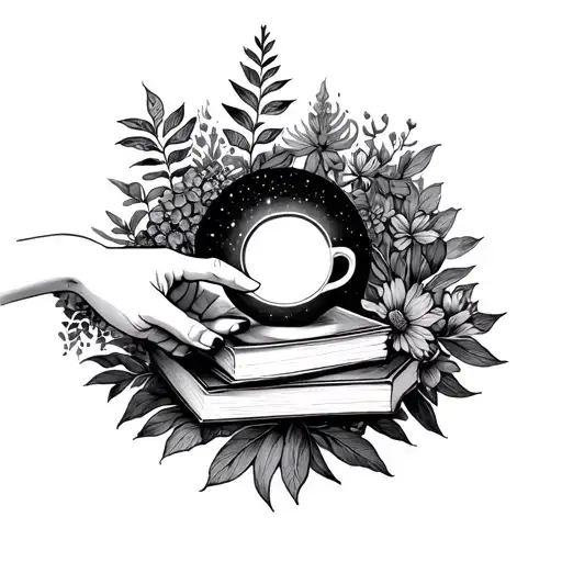 Coffee Books Plants Cosmos Duality Woman Hands Pointing
