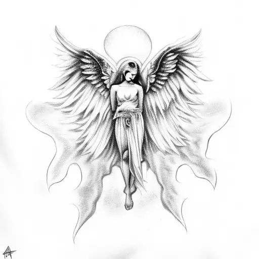 Angel In Fetal Position With Demon Wings