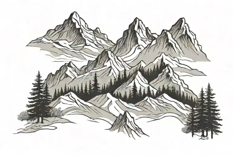 Mountians Range With Trees