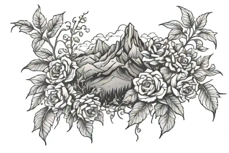 Mountians Range With Flowers