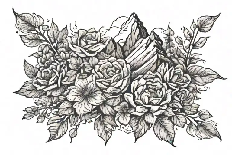 Mountians Range With Flowers Growing