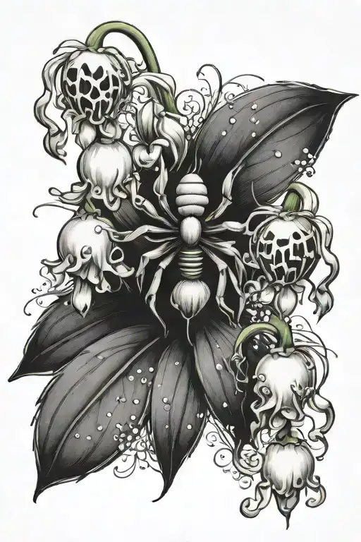 Lily Of The Valley Flowers With Spider