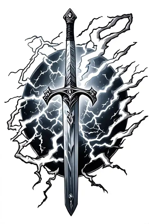 Lightning Storm Surrounding Sword