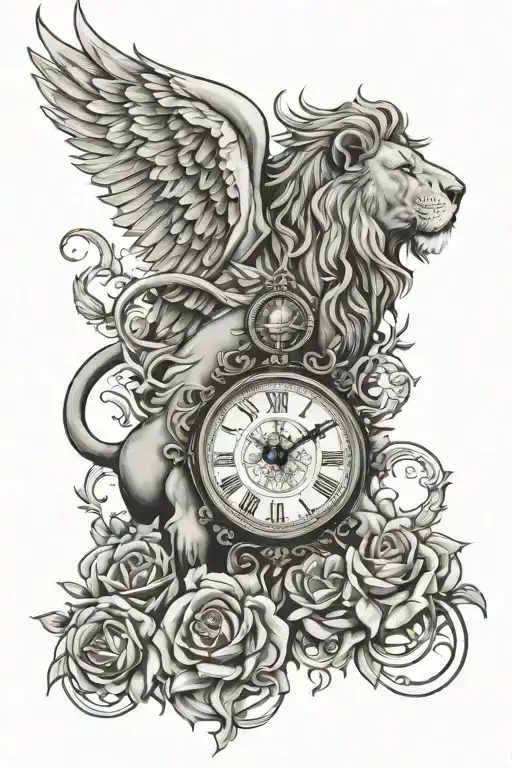 Lion Angel Clock