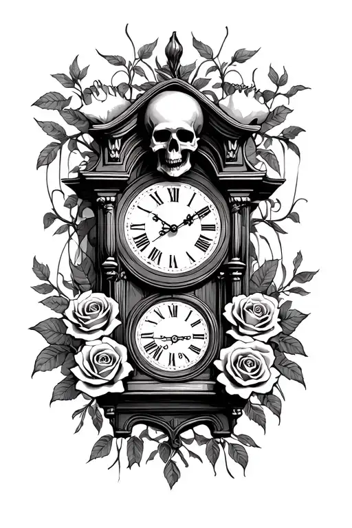 Skulls And Roses Warped Grandfather Clock