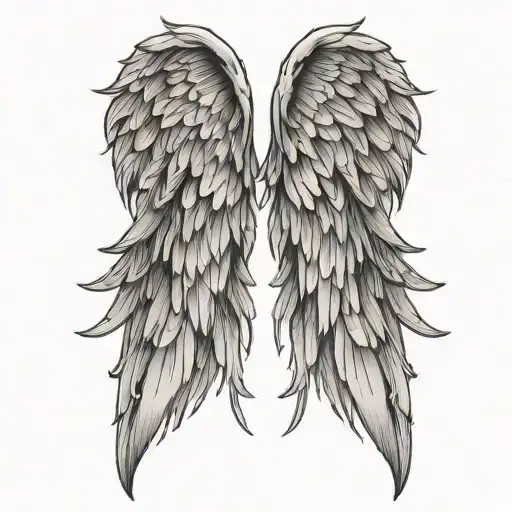 Angel Wings Thin Lines