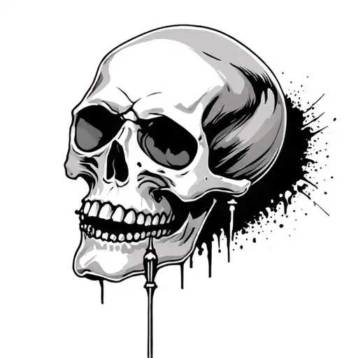 Skull Piercing Out Of Skin