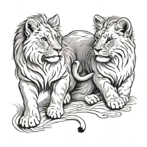 Little Lions Playing Together