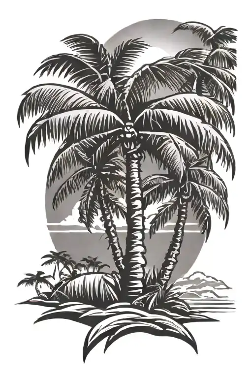 Puerto Rico Beach Palm Tree Tribal