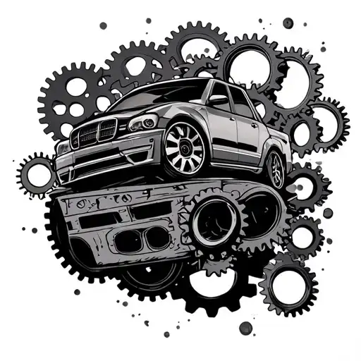 Car Silhouette With Gears