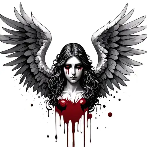 Angel With Blood Tears Tattoo Design