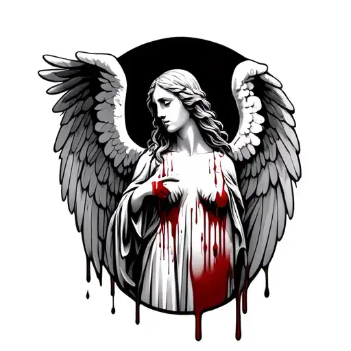 Angel With Blood Tears Tattoo Design
