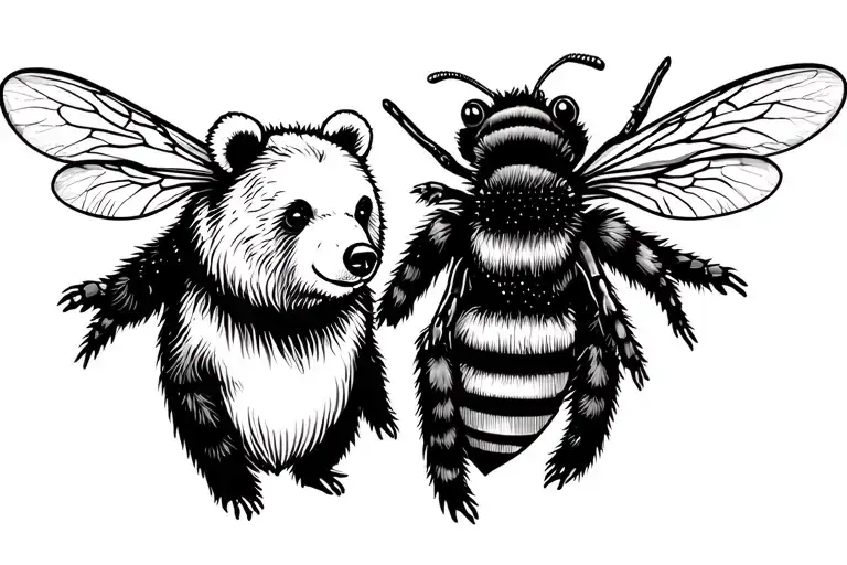 Bear And Bee Looking