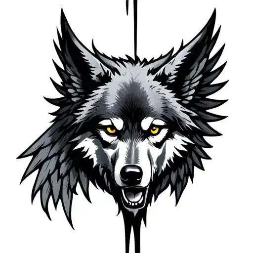 Wolf Dark Angel Wing