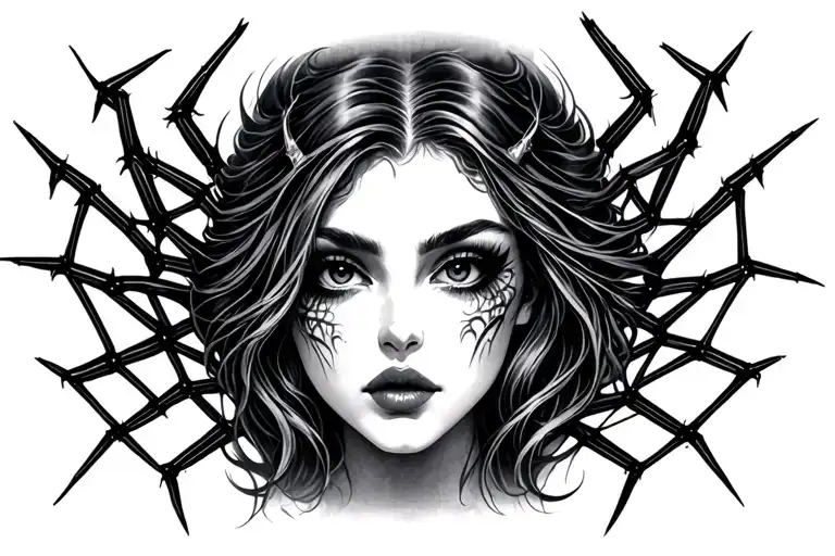 Gotchic Woman's Face And Spider