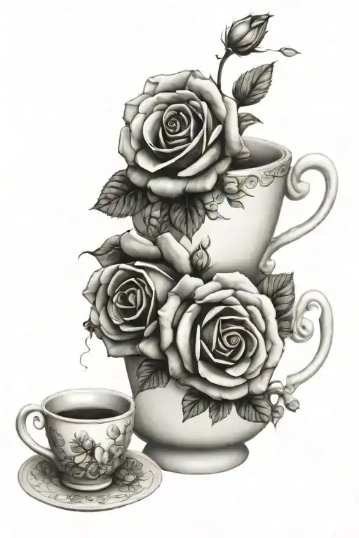 Roses Lilac Baby Breath And Tea Cup
