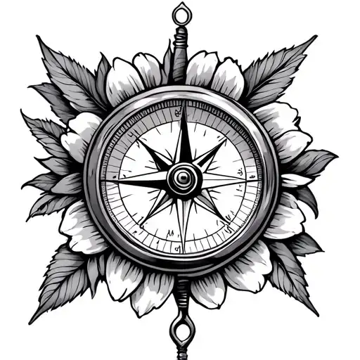Navigation Compass And Flower