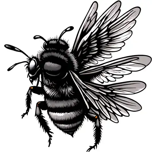 Simple Bee With Angel's Wings