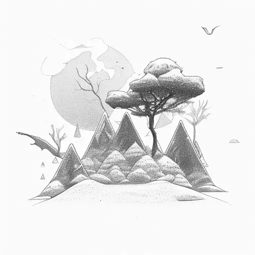 Illustrate A Sketch Of Woods That Fades In A Space Scene