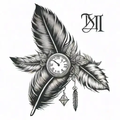 Roman Numeral Date And Feathers Hanging