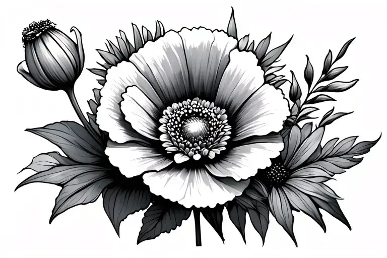 Poppy Flower Lily Flower And Chrysanthemum