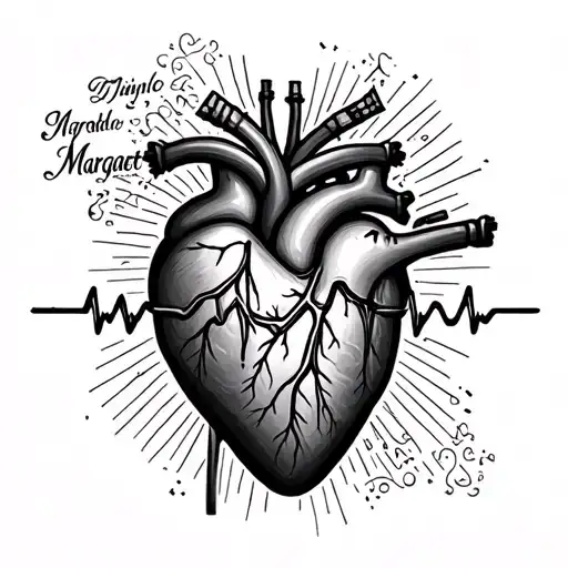 Heartbeat Line With Margaret Name Tattoo Sleeve
