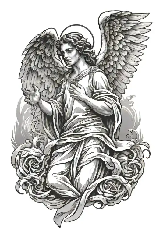 Angel Of God Covered With Wings