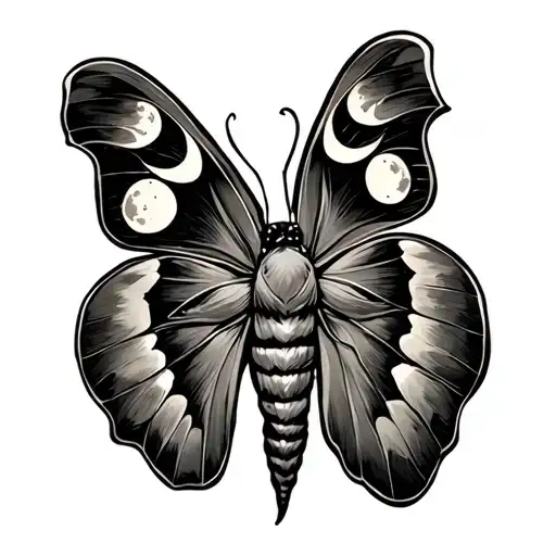 Moth Top View With Cresent Moon Marking On Wings