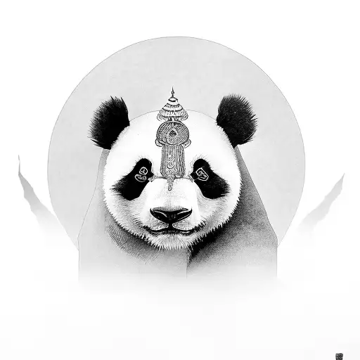 A Panda With Golden Ratio With Sri Lanka Traditional Mask Style