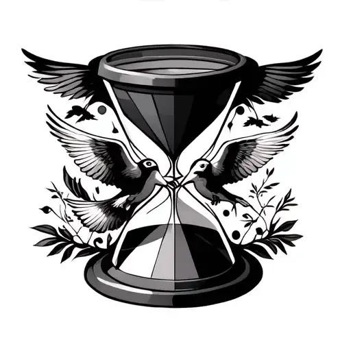 Hourglass With Geo Patern And Doves