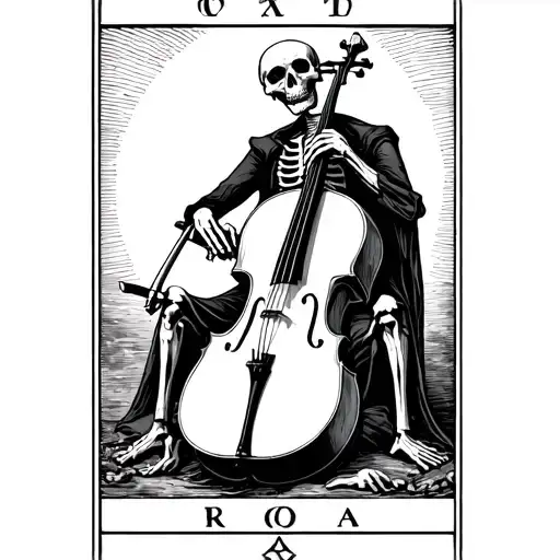 Tarot Card Of Skeleton Playing The Cello