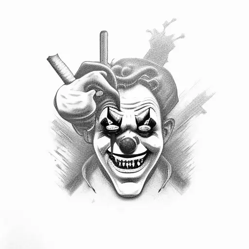 Clown Holding Pocket Knife Creepy