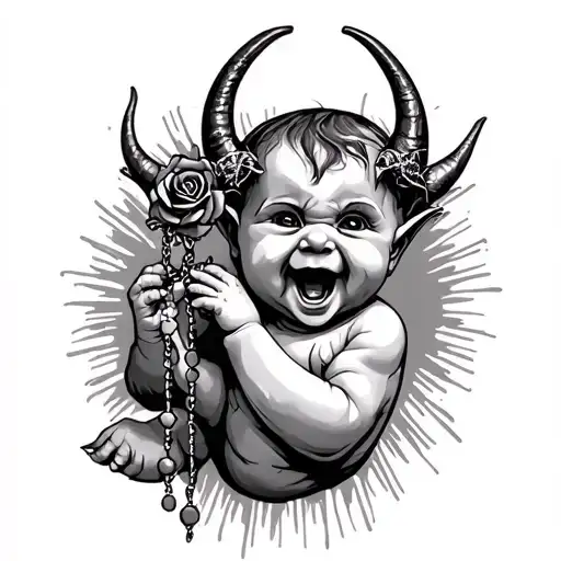 Demon Baby With Rosary