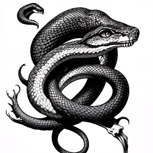 Snake Intertwined In Forearm Bones