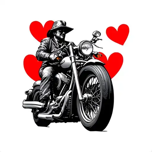 Western Motorcycle Rider Hearts