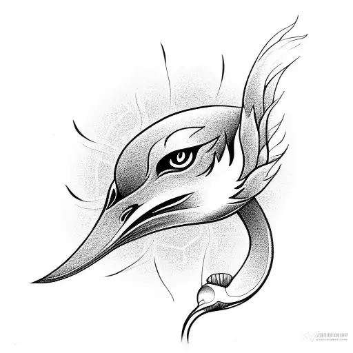 Fine Line Phoenix Guarding A Lotus