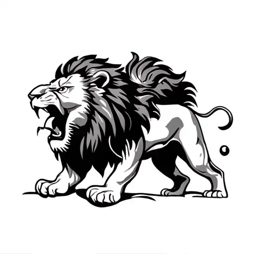 One Lion Roaring And One Lion Calm