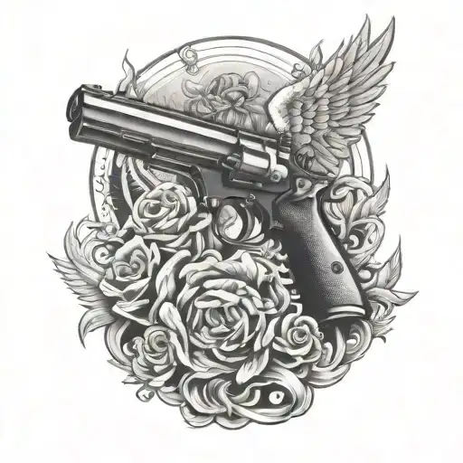 Gun And Smoke And Angel Wings